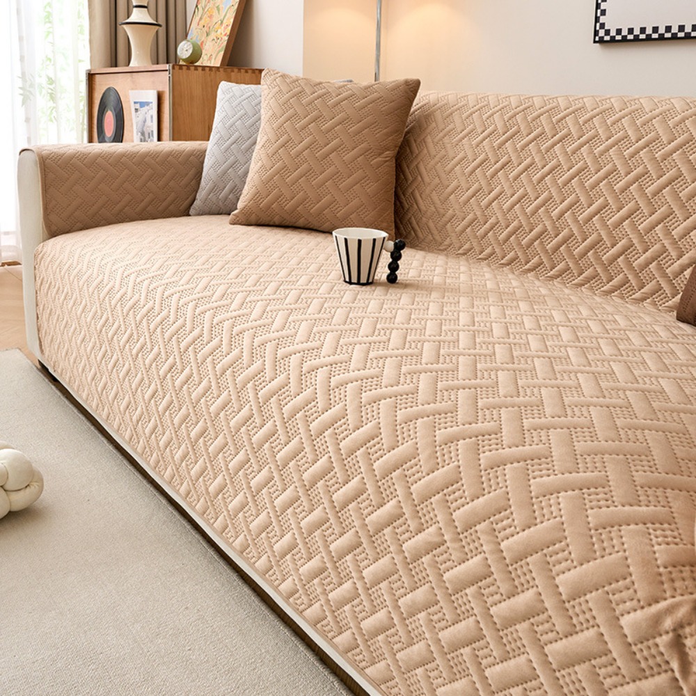 Antislip bankhoes van nederlands fluweel, elastische stof met gestreept patroon, volledige hoes, vuilafstotend en antislip.: Granaat / 80*120cm