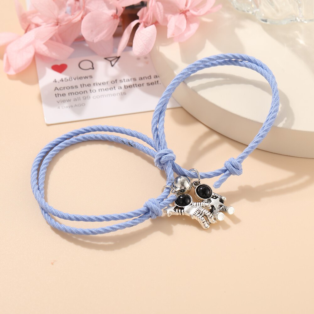 2PCS/Set Couple Bracelet Astronaut Star Magnet Ball Matching Bracelets Lover Heart Magnetic Bracelet Friendship Valentine Day: OV692001