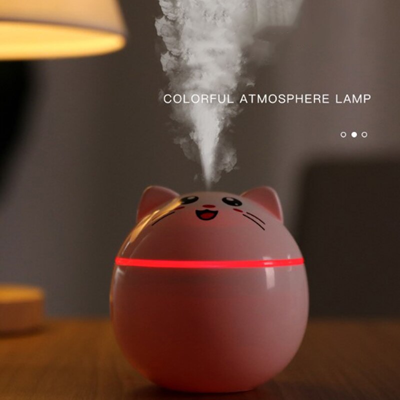 Humidificador de aire para hogar, difusor bonito de gato, purificador, aromaterapia, humidificador de coche