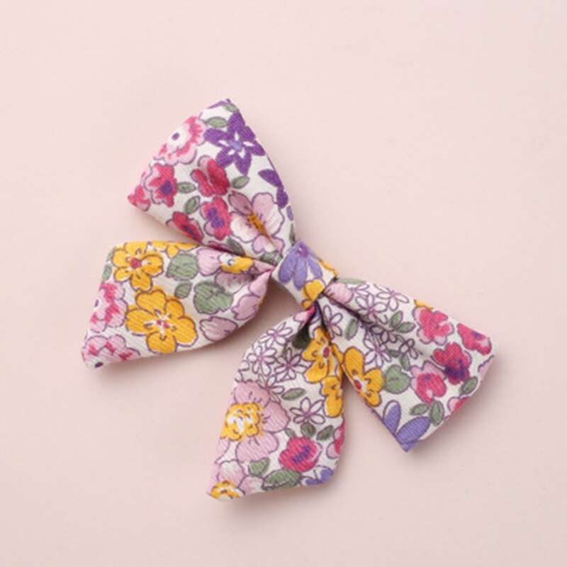 Blomster baby jente hårspenner sløyfe baby hårnåler knute country pastell blomst småbarn hårspenner for jenter søtt hårtilbehør: Lavendel