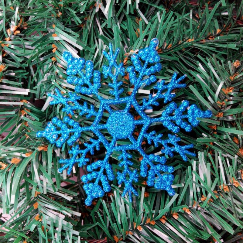 12 pièces/ensemble paillettes scintillantes flocon de neige ornements de noël guirlande de cintre d'arbre de noël faisant des décorations de noël