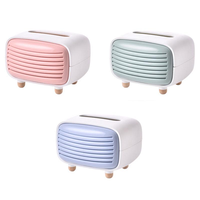 3 Kleuren Thuis Leuke Mini Radio Vorm Tissue Houder Opbergdoos Container Home Office Restaurant Desktop Tissue Doos Decoratie