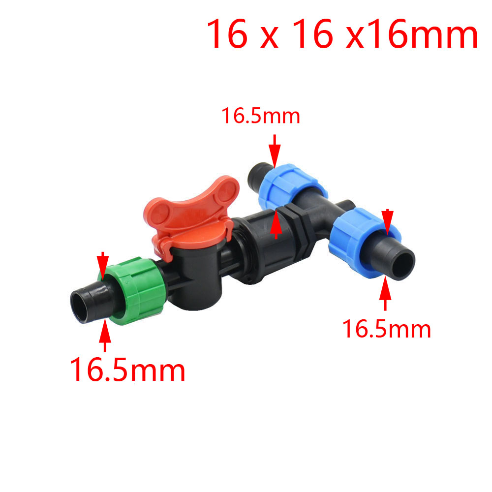 1pc 16mm 5/8'' Irrigation Drip Tape Connectors Tee Garden Tap Threaded Lock Hose Splitter 1/2 3/4 Thread 2/3-Way Tube Joints