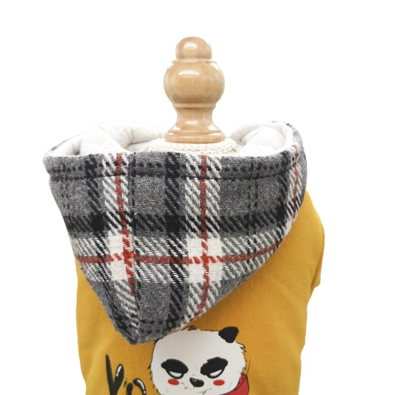 Panda Nette Süße Tiere Druck Herbst und Winter Baumwolle Super warm gepolstert Karikatur Grau Gelb Farben Overall für Hund