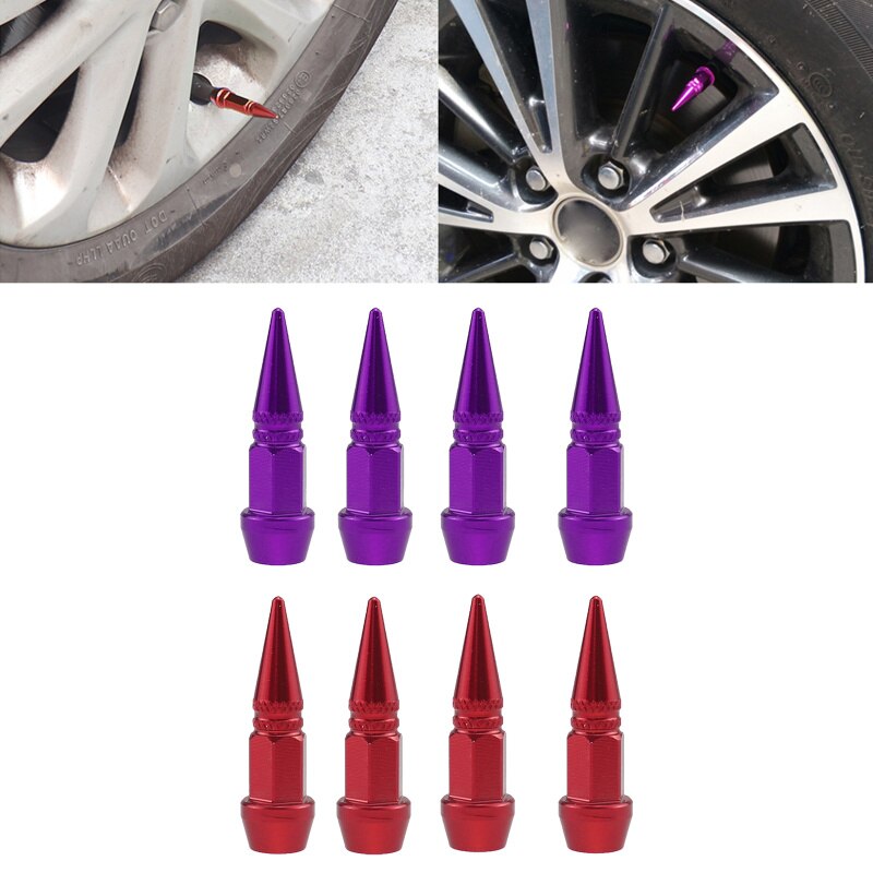4 Stuks Universele Aluminium Styling Tunning Auto Ventiel Cap Spike Vormige Metalen Dust Covers Deksel Voor Fiets Motorfiets