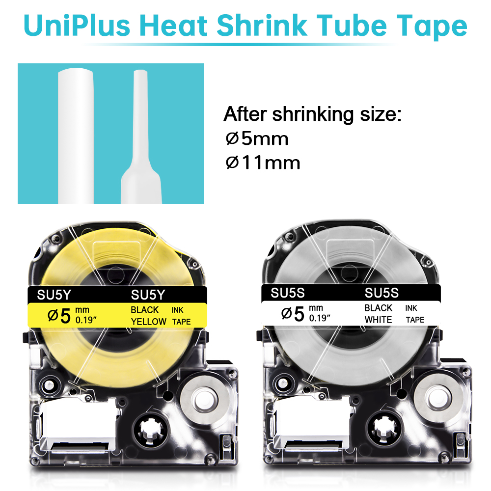 Compatible Epson Heat Shrink Tube Tapes SU5S SU5Y LA-4WBA5 LA-4YBA5 for Epson Kingjim LabelWork LW-300 LW-400 LW-500 Labeller