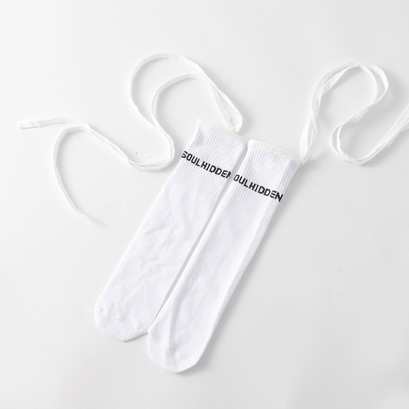 Baby piger tøj lange sokker børn brev afslappet patchwork høje sokker bandage pige børn 3-12y: Hvid