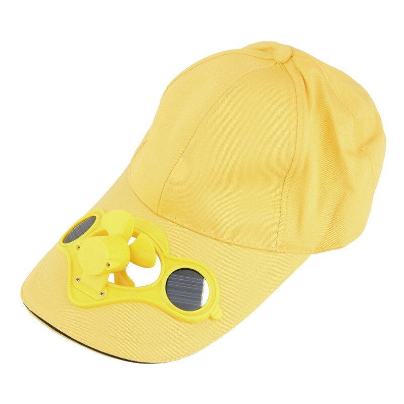 Summer Sport Outdoor Hat Cap with Solar Sun Power Cool Fan For Cycling four colors: yellow