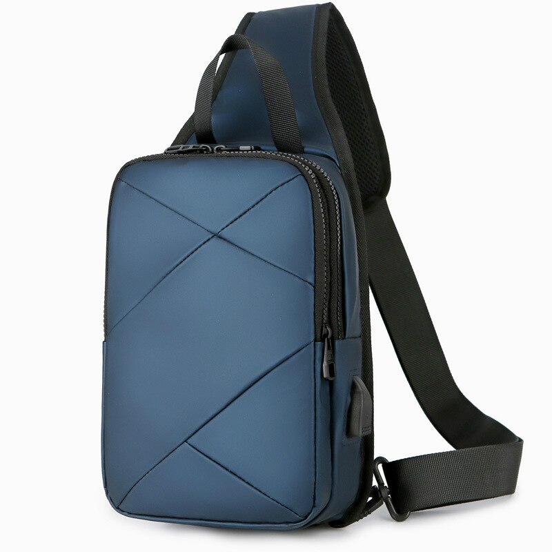 Heren borsttas, slimme usb-oplaadtas, waterafstotende nylon zakelijke casual tas, draagbare schoudertas: Blauw