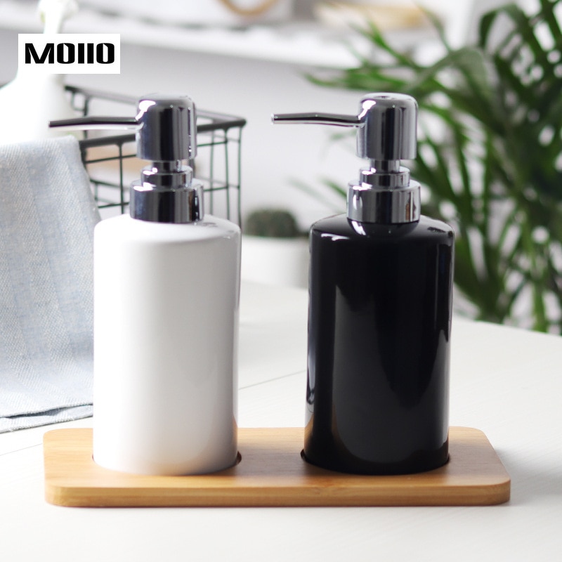 MOIIO distributeur de savon liquide, accessoires de salle de bains, shampoing, Simple, Gel douche, noir, blanc, bouteilles à pression en céramique