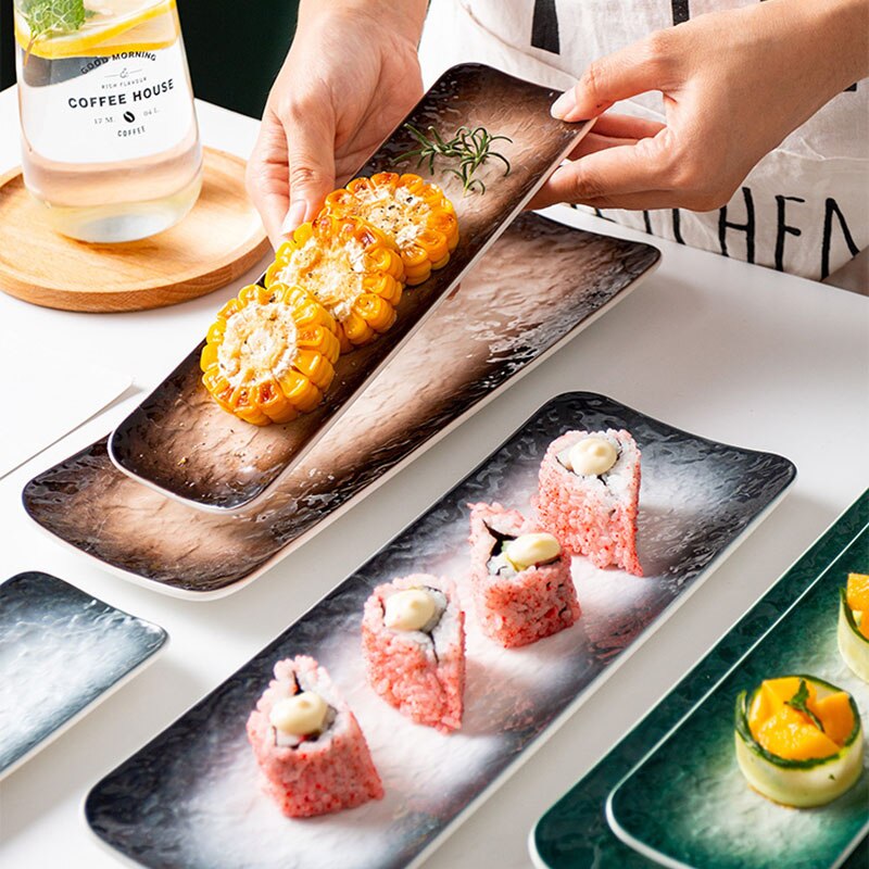 Japansk sten mønster keramisk strimmel sushi køkken tallerken enkel hjem vestlig mad fad tallerken hotel restaurant køkken service