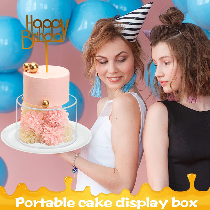 Tablero de exhibición de pastel acrílico, bandeja raspadora más suave con borde redondo para pastel, Base de tablero recargable, herramientas de soporte para pastel transparente, 1 ud.