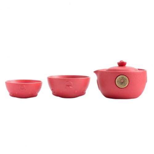 Ox Year Ceramic Teapoter Tea Cups Set Home Travel Office Drinkware: Red