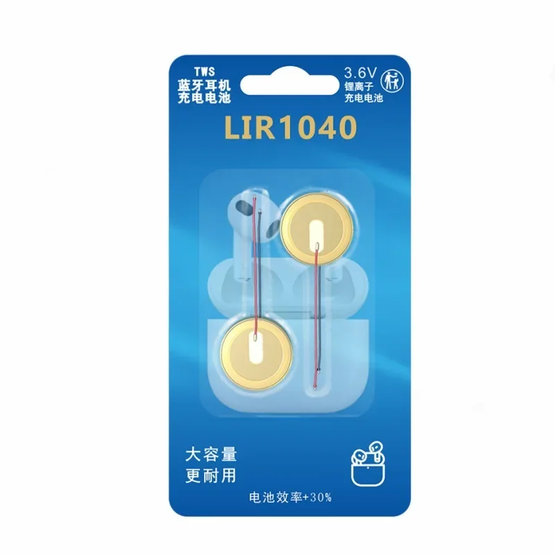 2-10PCS LIR1040 Battery For Bluetooth Headset 3.6V 35mAh Steel Shell Button Battery
