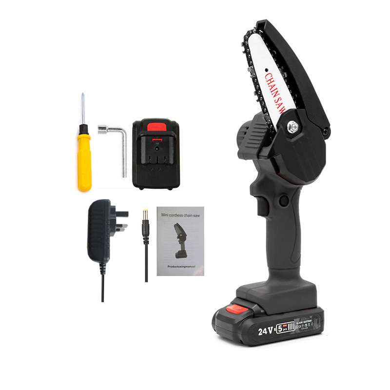 Magnitt Elektrische Kettingzaag 24V 4Inch Verwijderbare Snoeizaag Draagbare Houtbewerking Elektrische Mini Kettingzaag Hout Cutter Elektrische Zagen: black 1 battery UK