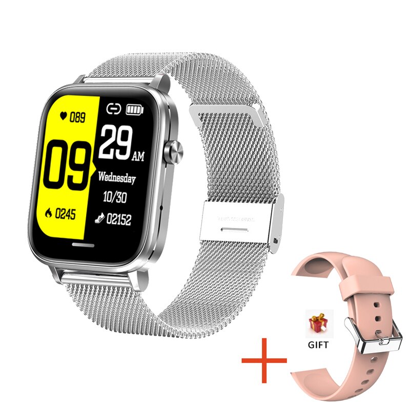 Clever Uhr Männer Frauen Herz Bewertung Blutdruck Sauerstoff Fitness Tracker Temperatur Sport Bluetooth Anruf Wasserdichte Smartwatch: Siliver Stahl P