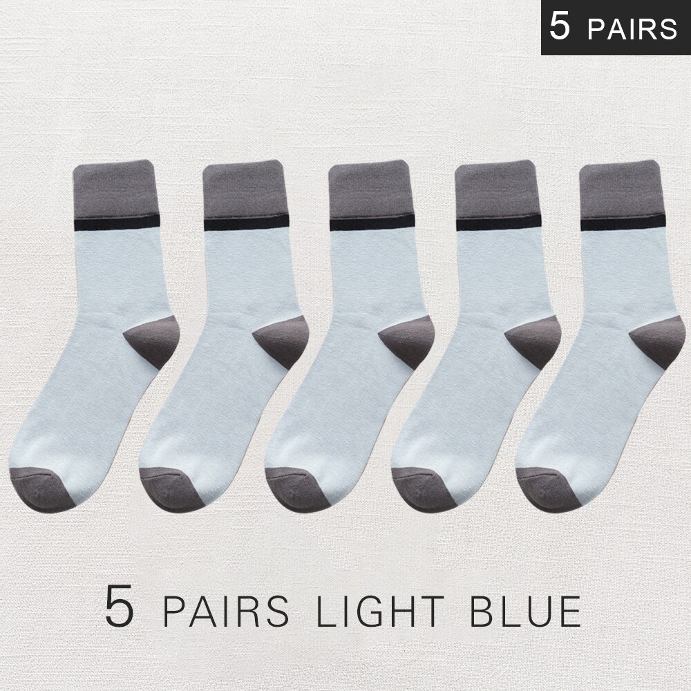 Calcetines de algodón transpirables para hombre, calcetín informal de negocios, , estilo Harajuku japonés, invierno,: 5 light blue