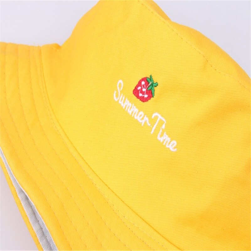 Jordbær sommer tid broderi spand hat til mænd kvinder hip hop fisker hat voksen panama bob hat sommer elskere flad hat  f09