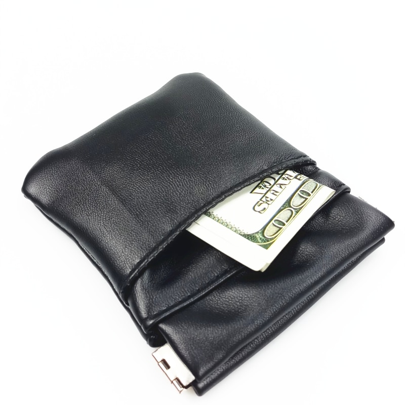 Porte-monnaie en métal élastique en cuir Pu solide pour femmes et hommes, Mini sac portefeuille court, petite clé à changer, nouvelle