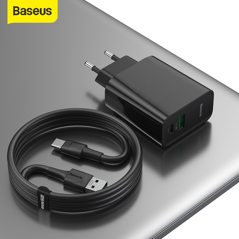 Baseus 30W Usb Charger Pd Qc Snel Opladen Voor Smartphone Notebook 4.0 3.0 Usb Type-C Lader Reizen lader Met 1M 5A Kabel