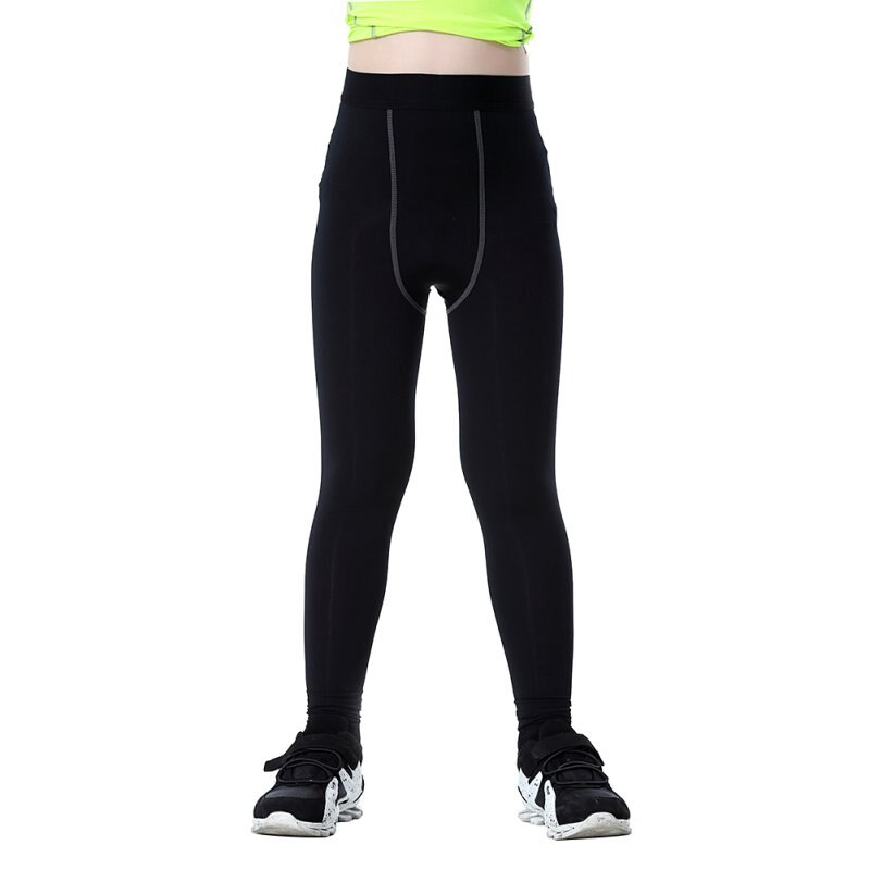 Quick-drying Child Kids Boy Girls Compression Cycling Long Bicyle Black Trousers Skin Tight Pants: S