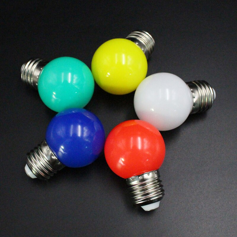 E27 ledet pærer  - e27 1w pe frostet ledet kloden fargerik hvit / rød / grønn / blå / gul lampe 220v -1 stk (hvit)