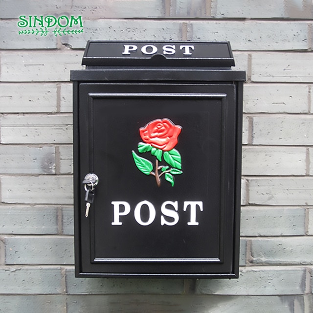 Popular Wall Mounted Aluminium Post Retro Outdoor Street Mailbox: Rose-black