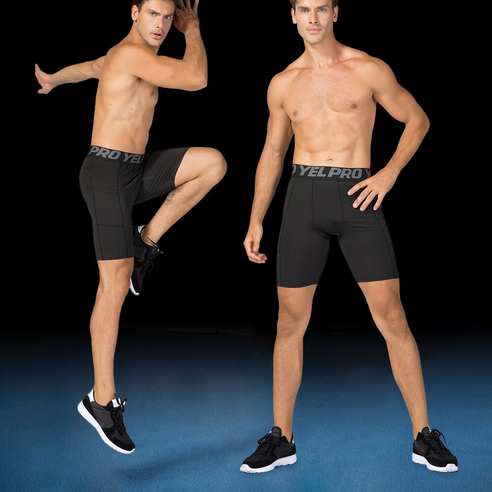 3 pakke løpeshorts for menn hurtigtørkende trening fitness kompresjon gymshorts aktive treningsundertøy sportstights med lomme