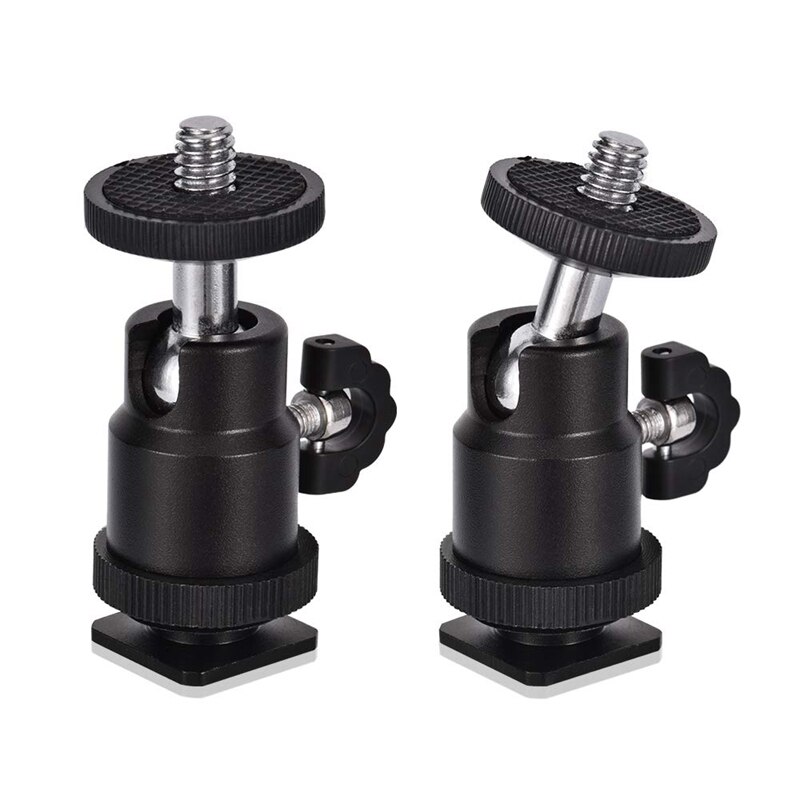 Mini Ball Head [2 Pack] Met Shoe Mount Adapter 360 Graden 1/4 Inch Kleine Bal Koppen Lichtgewicht swivel Micro-Balhoofd Voor D: Default Title