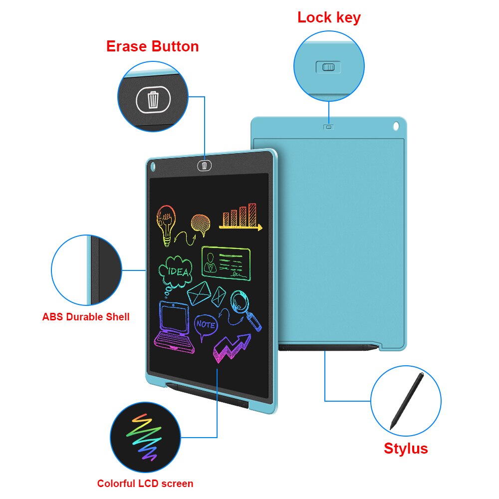 LCD Writing Tablet, 12 inch Colorful Screen, Electronic Writing &amp; Drawing Doodle, Kids Drawing Tablet, Writing Pad &amp; Memo Board