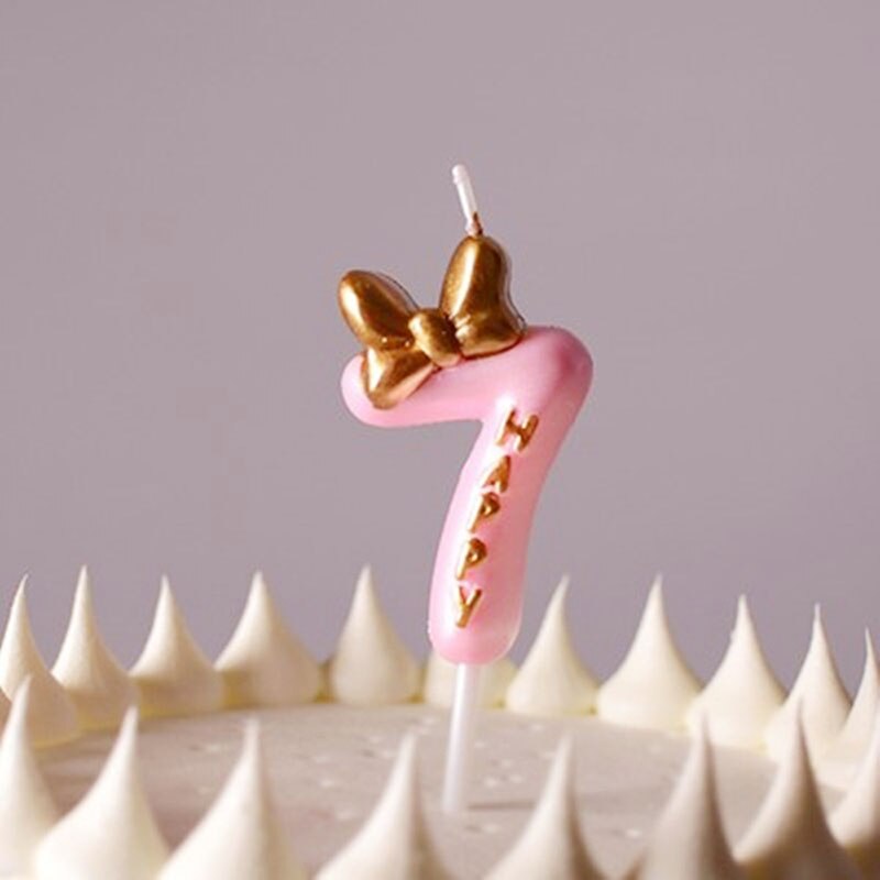 Digital Birthday Candles Big Cake Candles Decoration Smokeless Birthday Number Candle Birthday Cake Decoration: Bow-knot 7