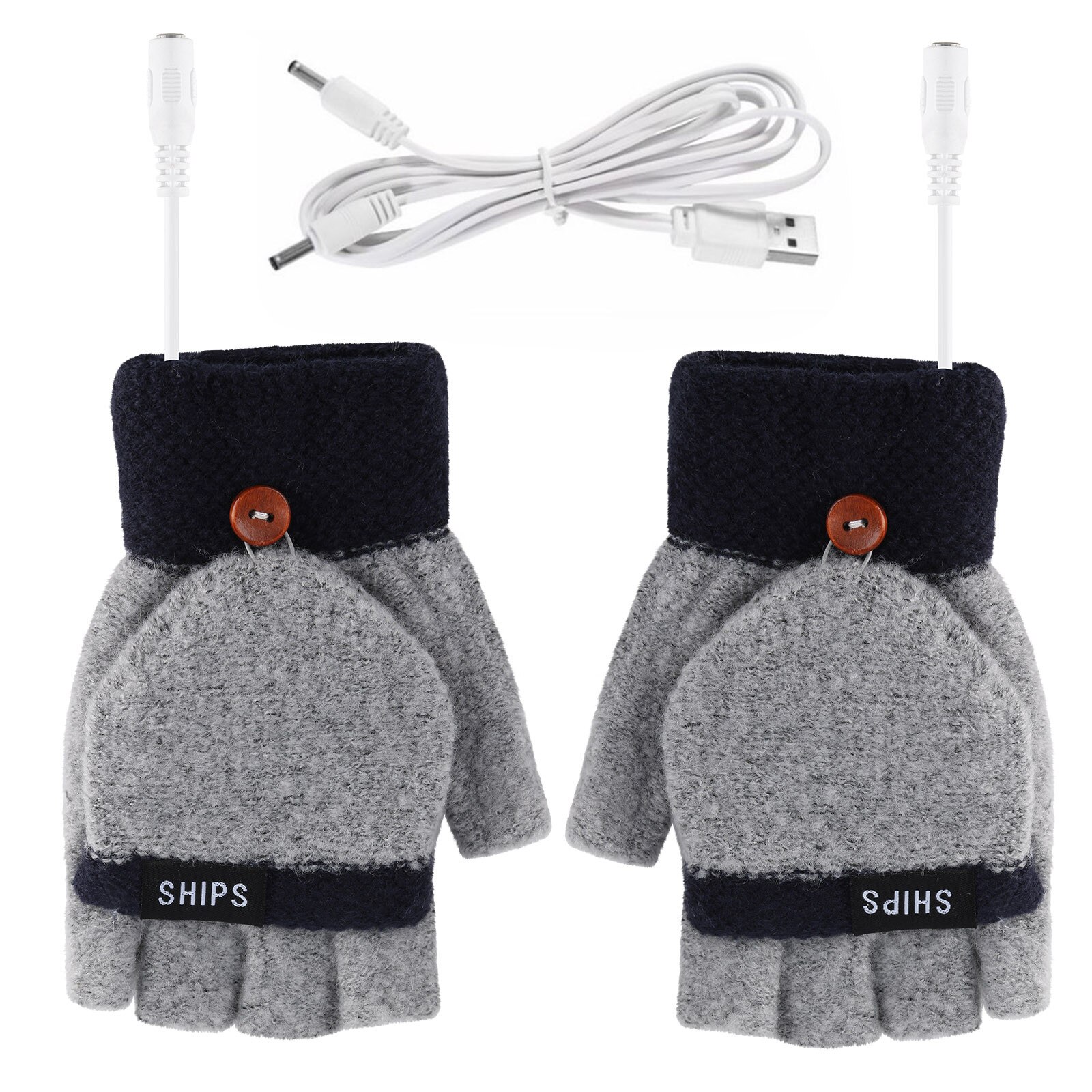 Electric Usb Heated Gloves Laptop Women Usb Heated Mitten Full&half Finger Gloves Winter Warm Knit Hand Gloves For Outdoor L3