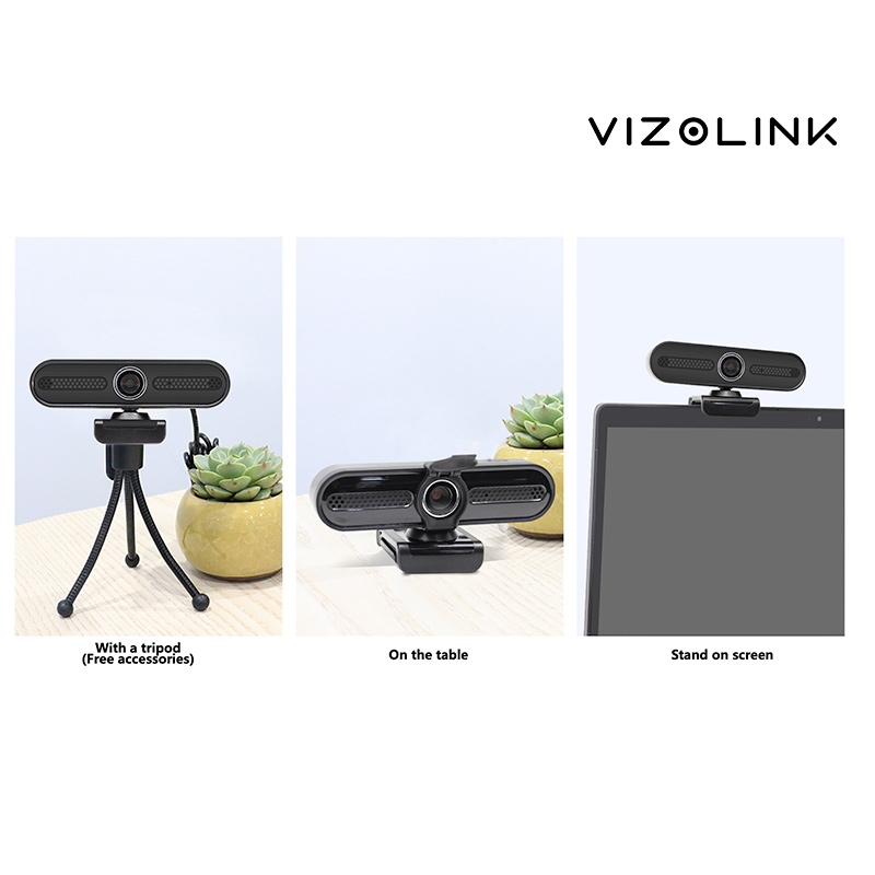 Vizolink Webcam 4K 800W Pixels Groothoek Camera Web Camera Met 2 Microfoon 1.8M Usb Webcam Video conferentie Webcam Voor Pc