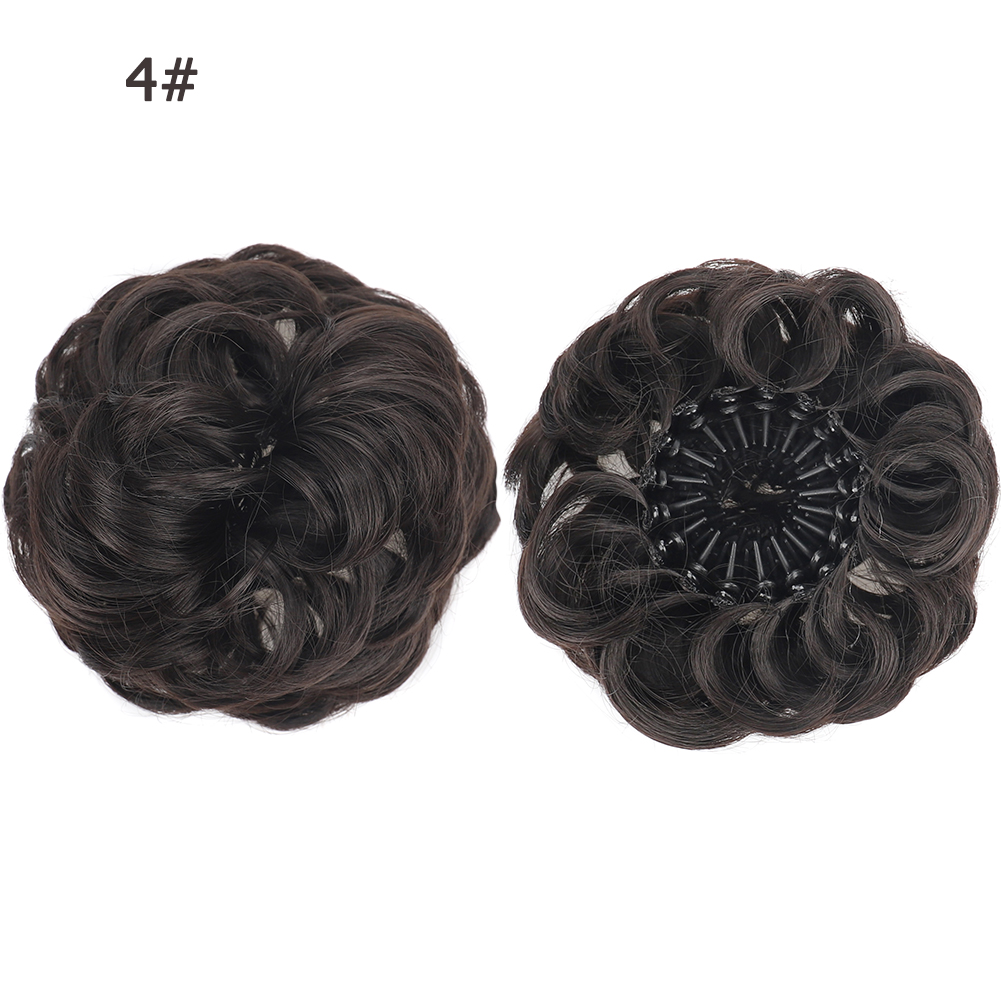 Nueva pieza de pelo de moño desordenado, moño esponjoso sintético en forma de Nido de Pájaro, extensiones de moño de pelo rizado ondulado retráctil para mujeres y niñas: #4