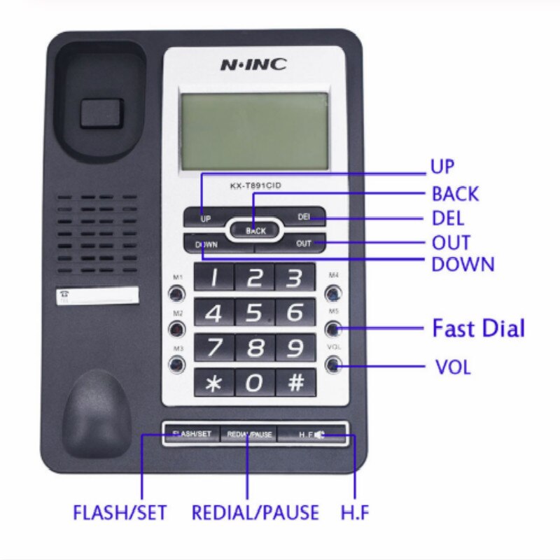 Kantoor thuis telefoon beller-id handsfree bellen vaste telefoon vaste lijn zwart dtmf/fsk telefoon zonder batterij groen scherm vaste lijn
