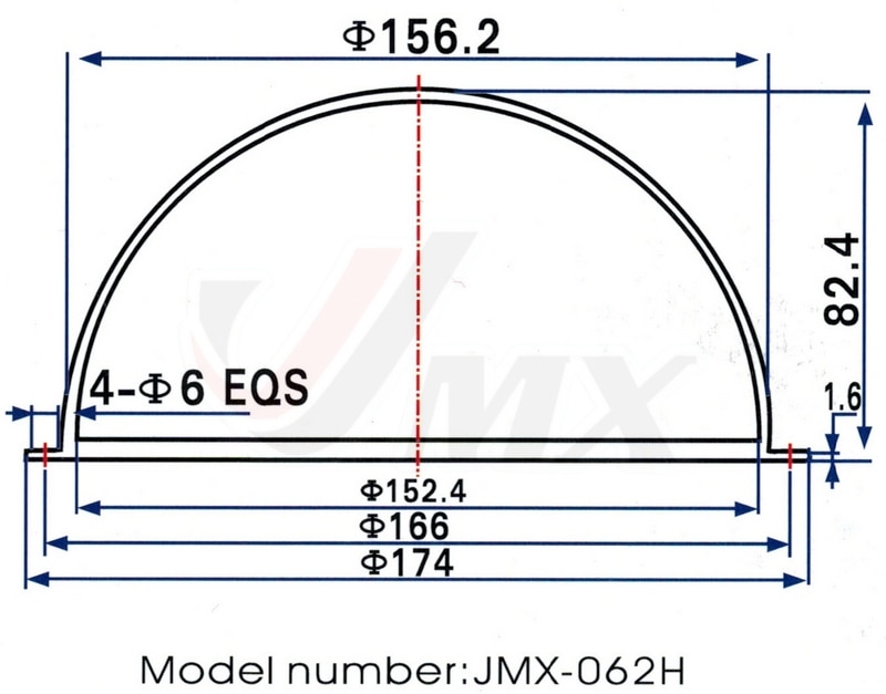 JMX 6.2 INCH Acrylic Indoor / Outdoor CCTV Replacement Clear Camera Dome Housing Security Dome Camera Housing
