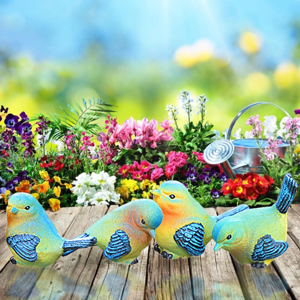 4 sztuk żywicy ptaki figurki mini ptaki ozdoba robić dekoracja robić przydomowego ogrodu