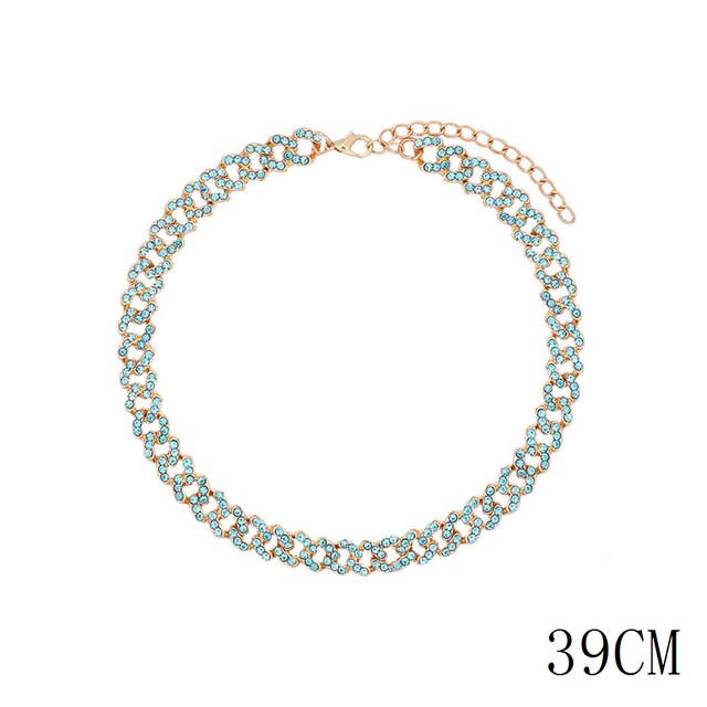 Collar Cadena Miami Cuban Link - Gargantilla 12mm - Strass Cristal Iced Out - Joyería Hip Hop Mujer: 055105BL