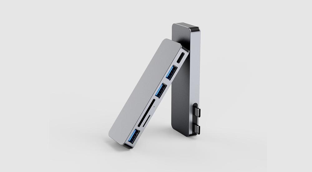 Thunderbolt 3 dockingstation met dubbele usb-c ,  to 3* usb-c, 3.0/ sd-kaart/micro sd-kaart/thunderbolt 3 voor macbook air/pro