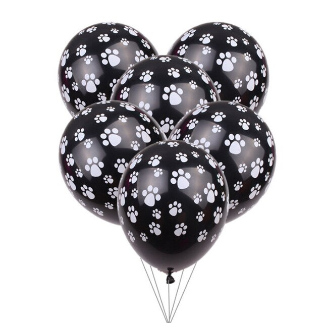 Ebene Fußabdruck Ballon Hund Pfote Tiger drucken Leopard Kuh Fünf-seitige Druck Ballon Pfote Hund Ballon Geburtstag Party Dekoration: Schwarz / 10Stck