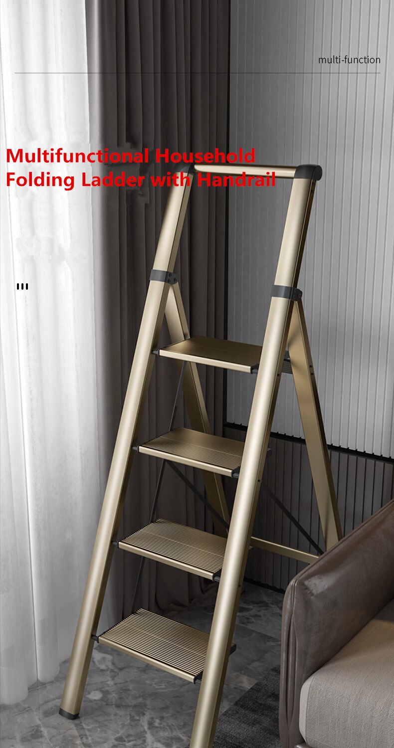 Five Steps Multifunctional Household Folding Ladder With Handrail,