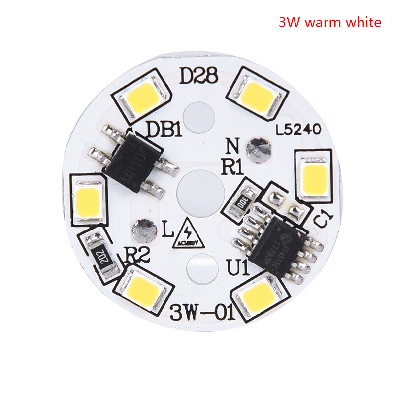 220V LED Bulb Patch Lamp SMD Plate Circular Module Light Source Plate For Bulb Light: 3w warm white