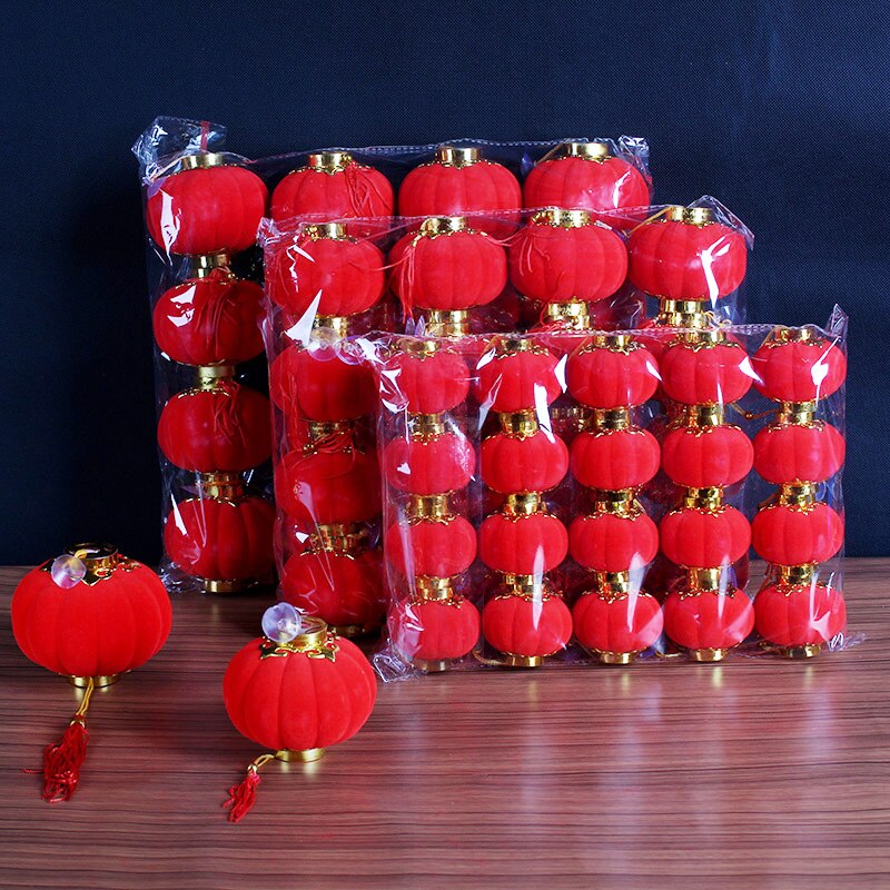 30pcs/pack Red Traditional Chinese Small Lanterns Mini Layout Lantern for Festival/ Wedding/ Party Decorations supplies