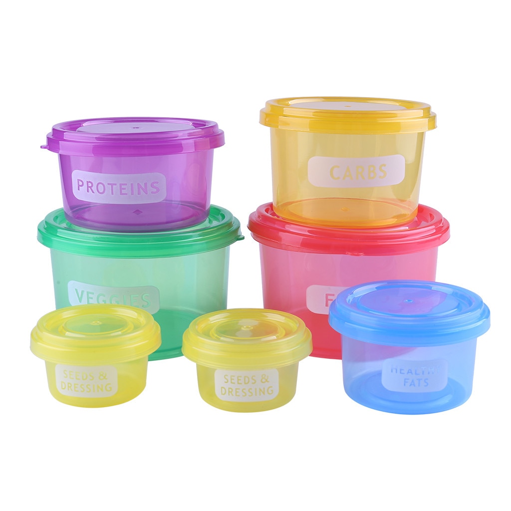 7Pcs Portion Control Voedsel Doos Prep Opslag Container Fitness Maaltijd Eten Plan