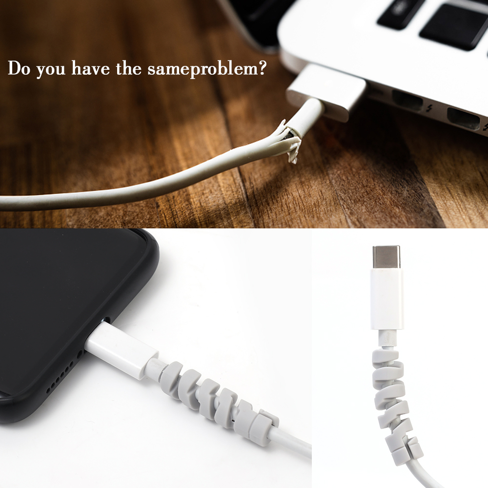 Protector de Cable Universal de silicona para Cable de datos, enrollador en espiral, organizador de Cable, cubierta para iPhone, envoltura de Cable de cargador USB, 1/12 Uds.