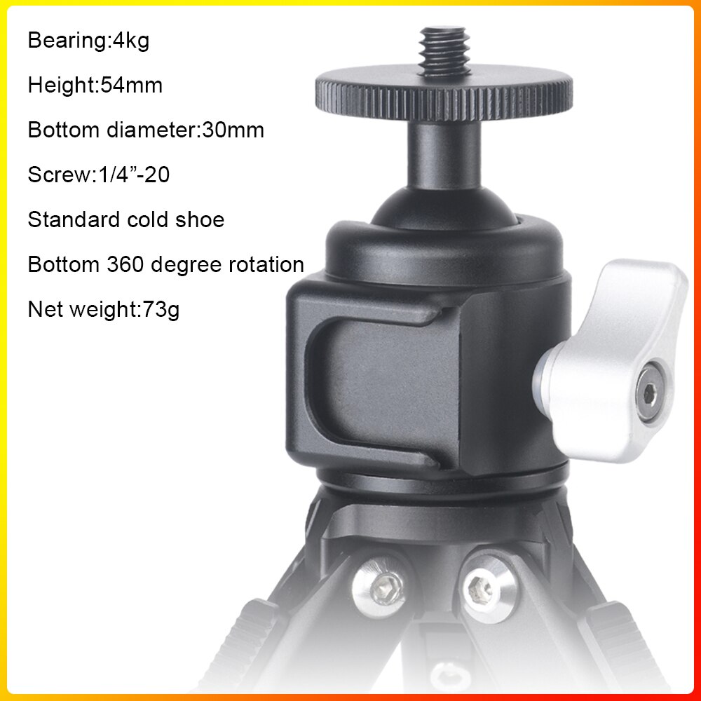 Extend Vlog Video Ball Head Cold Shoe for smartphone camera ues Microphone led light Monitor Together