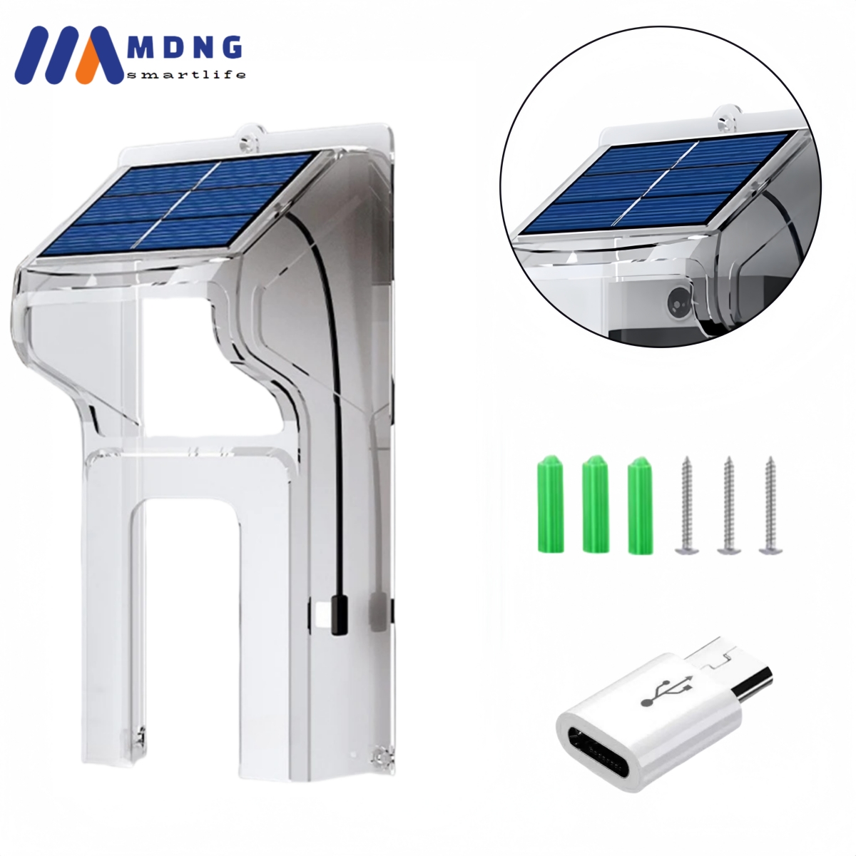Wasserdichter Solar-Türklingel-Regenschutz und Sonnenschutz für den Außenbereich, Ruftafel, Kunststoffabdeckung, staubdichter Ringknopfschutz: Default Title