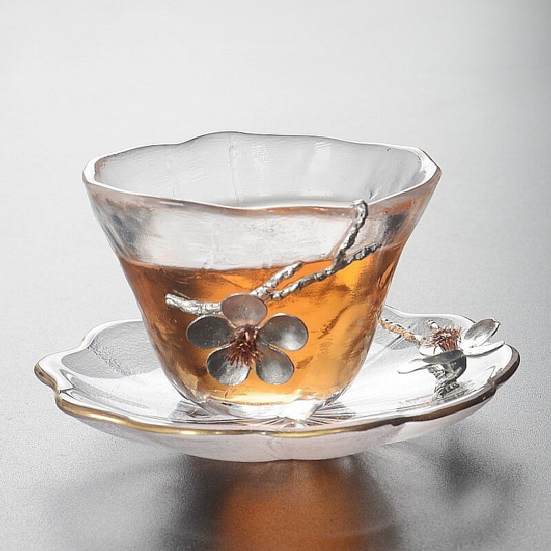 Hittebestendig Kopje Thee Met Coaster Tin Pruim Bloem Thee Cuptransparent Theekopje Kleine Thee Kom Japanse Stijl Master Cup: Tea Cup Set