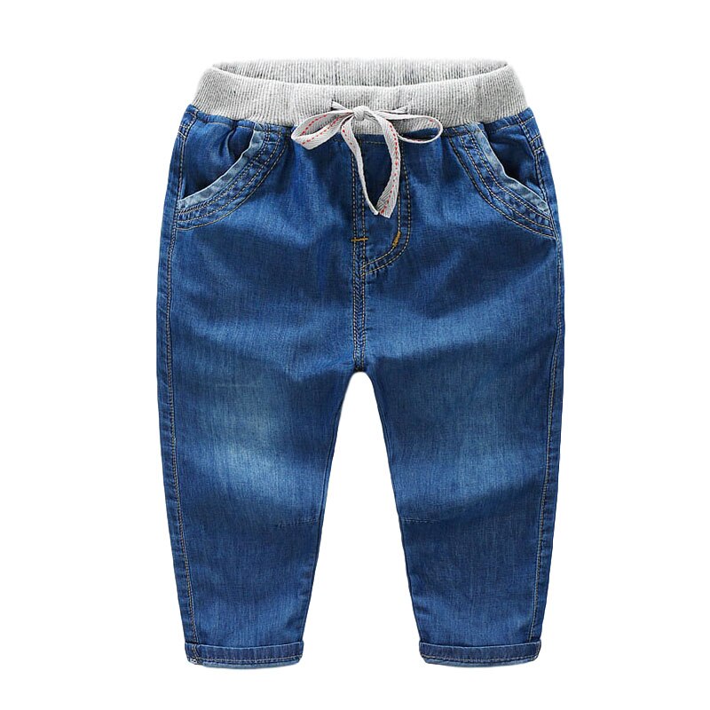 Sommer småbørn drenge bukser efterår drenge bløde tynde jeans til baby drenge bukser børnetøj børn jeans 2-5 år: Flåde / 7t