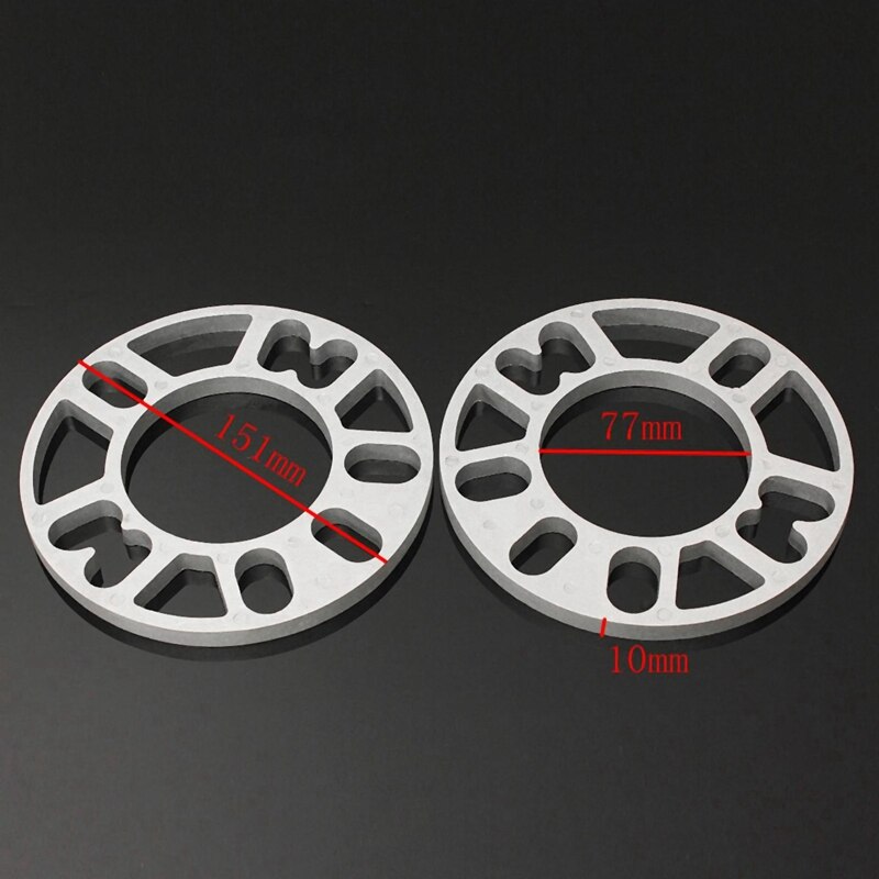 2 stk universal 10mm alu aluminium hjul afstandsstykker shims plade passer 4 / 5 studs